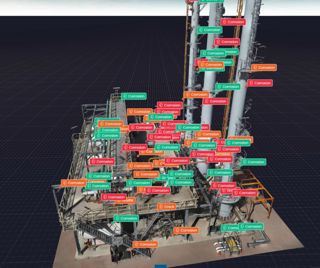 Drone inspection defect detection platform UAE — facade crack mapping and annotation AIN UAE